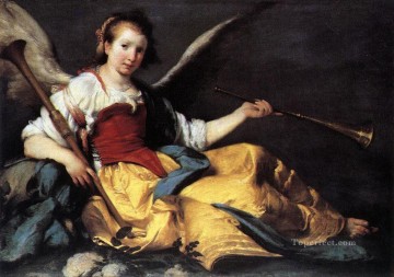 baroque Painting - A Personification Of Fame Italian Baroque Bernardo Strozzi